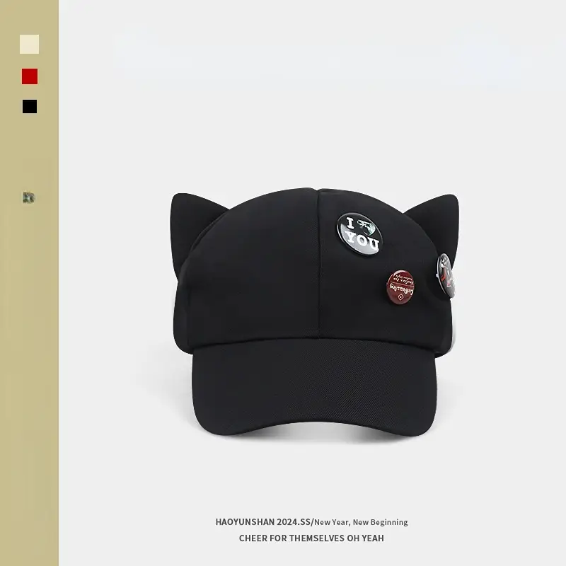 Asuka Cat Ears Baseball Cap Black - Image 11