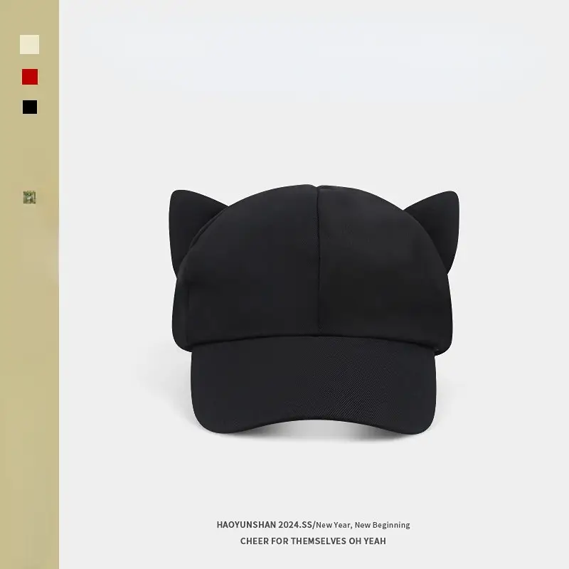 Asuka Cat Ears Baseball Cap Black - Image 12