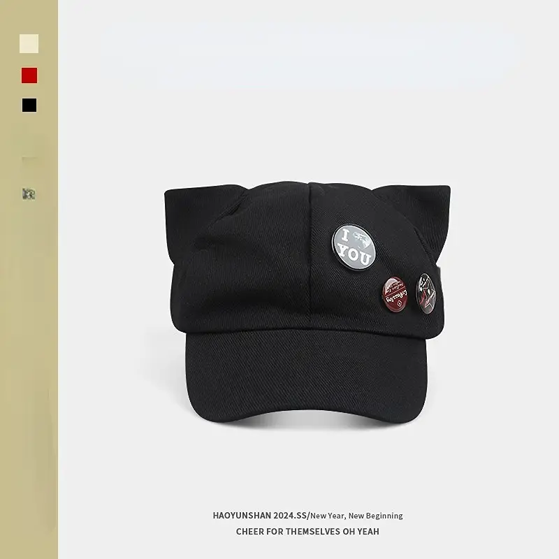 Asuka Cat Ears Baseball Cap Black - Image 2