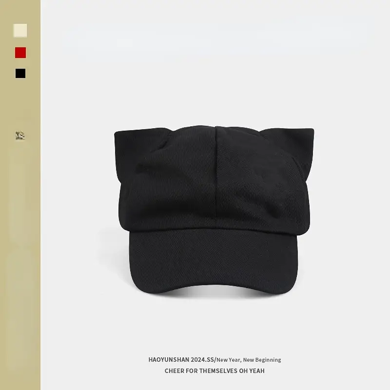 Asuka Cat Ears Baseball Cap Black - Image 3