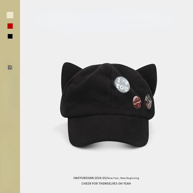 Asuka Cat Ears Baseball Cap Black - Image 5