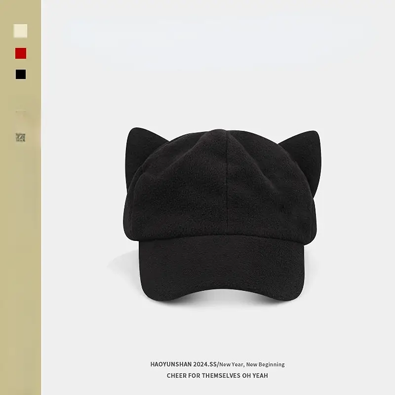 Asuka Cat Ears Baseball Cap Black - Image 6