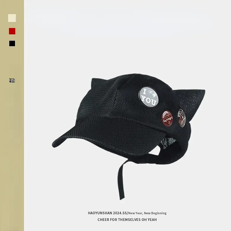 Asuka Cat Ears Baseball Cap Black - Image 8