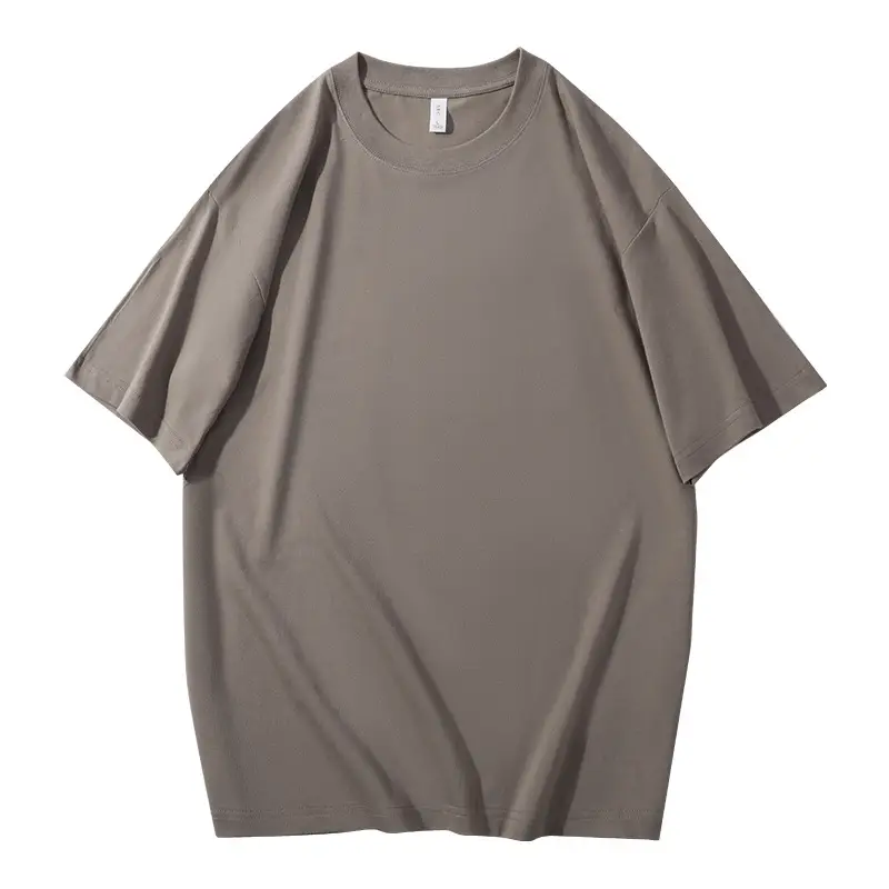Men's Light Grey Knitted Cotton T-Shirt 230g - Image 9