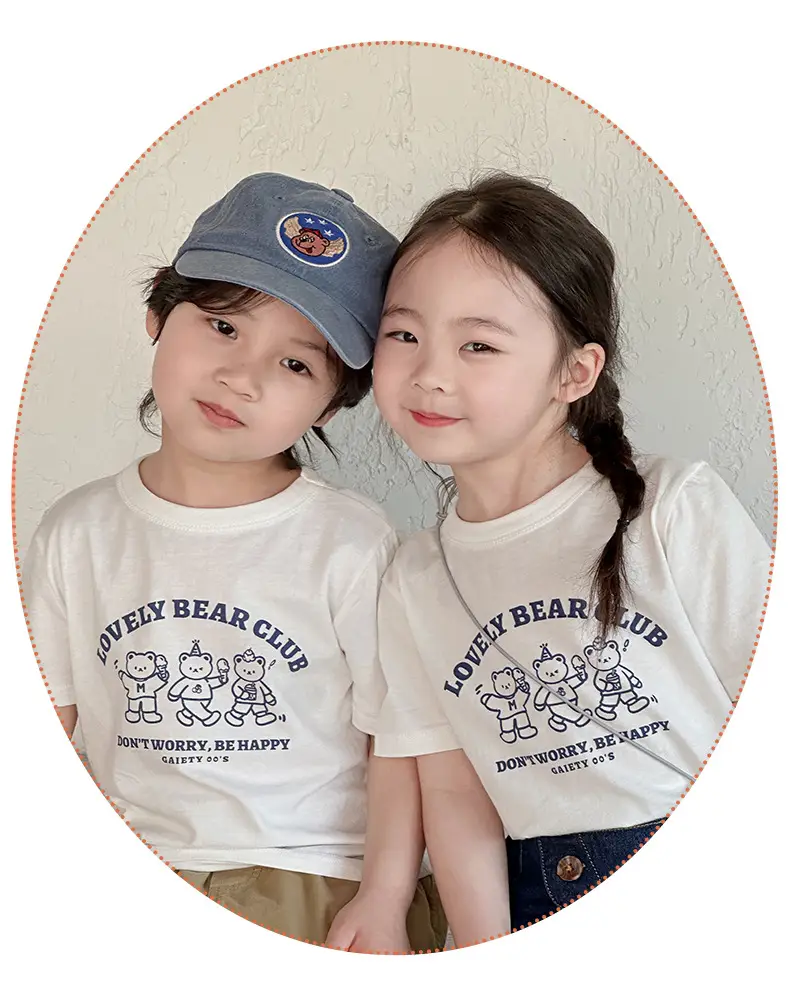Boys Cotton T-Shirt Pink Bear Print Summer Wear — feature 17