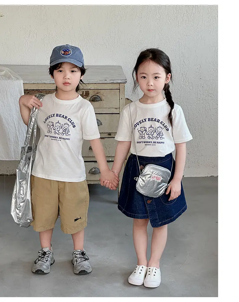 Boys Cotton T-Shirt Pink Bear Print Summer Wear — feature 18