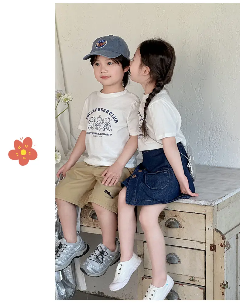 Boys Cotton T-Shirt Pink Bear Print Summer Wear — feature 19