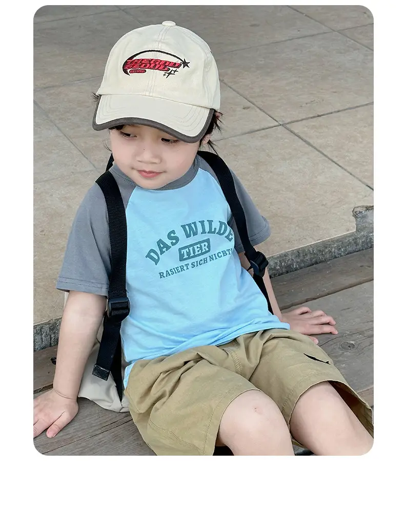 Boys Cotton T-Shirt Pink Bear Print Summer Wear — feature 24