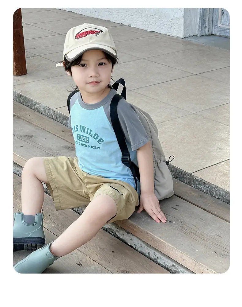 Boys Cotton T-Shirt Pink Bear Print Summer Wear — feature 26