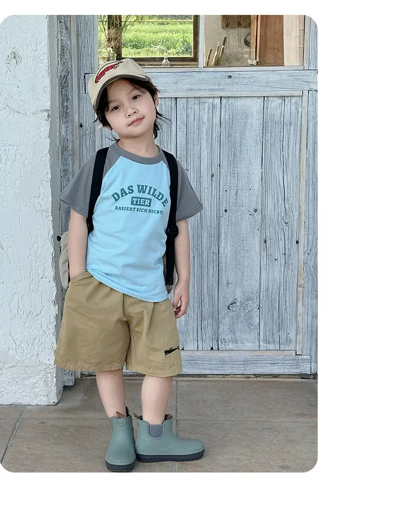 Boys Cotton T-Shirt Pink Bear Print Summer Wear — feature 27