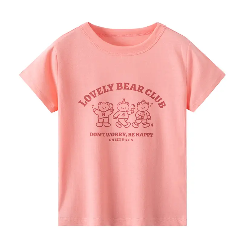 Boys Cotton T-Shirt Pink Bear Print Summer Wear - Image 10
