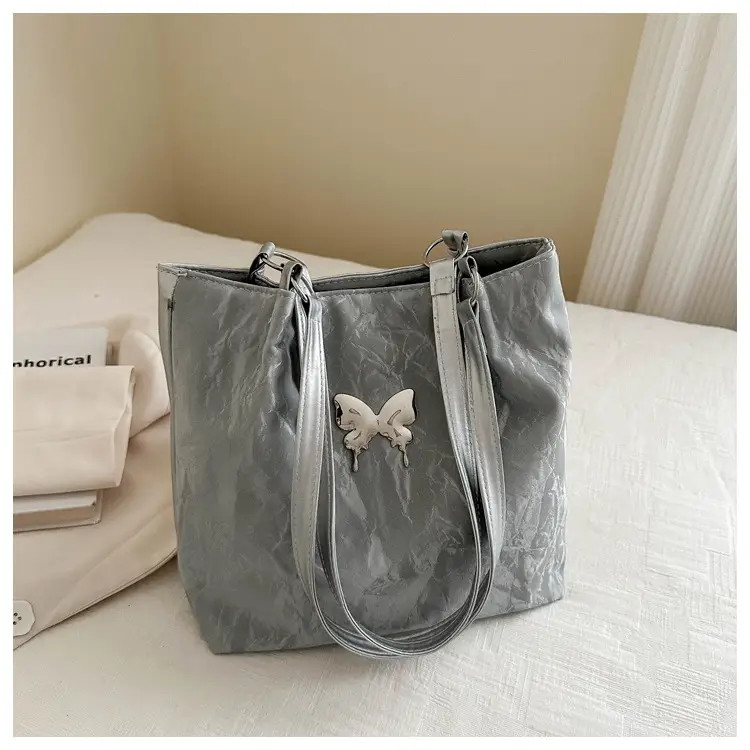 Gentle Textured Bow Shoulder Bag Olive Green Large Capacity — feature 26