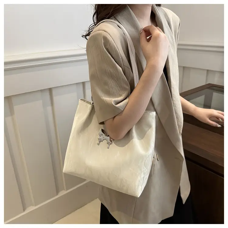 Gentle Textured Bow Shoulder Bag Olive Green Large Capacity — feature 8