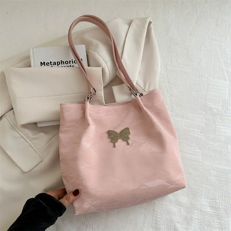 Gentle Textured Bow Shoulder Bag Olive Green Large Capacity - Image 3