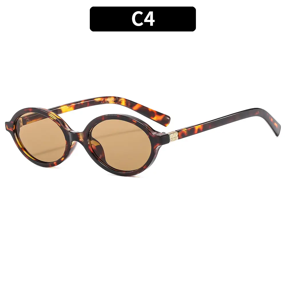Retro Oval Sunglasses for Girls Brown Round Design - Image 4