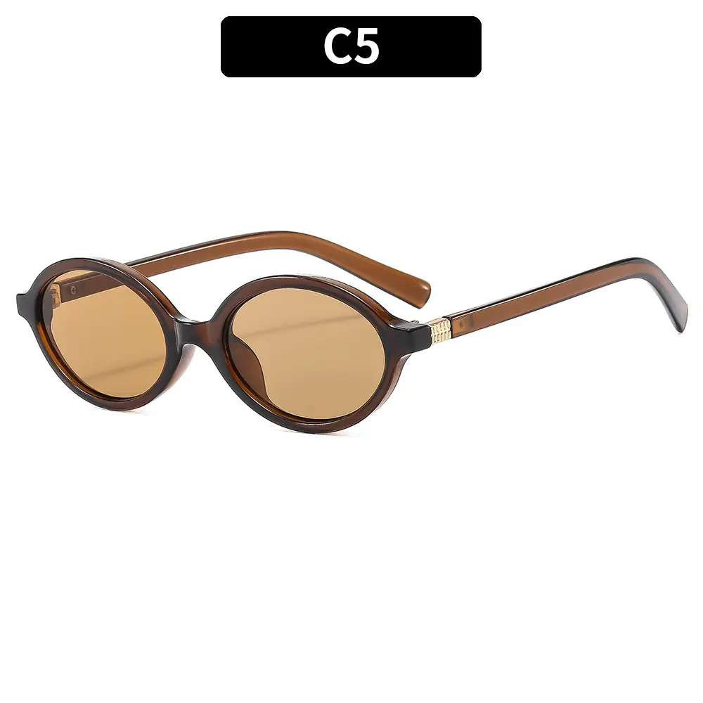 Retro Oval Sunglasses for Girls Brown Round Design - Image 5
