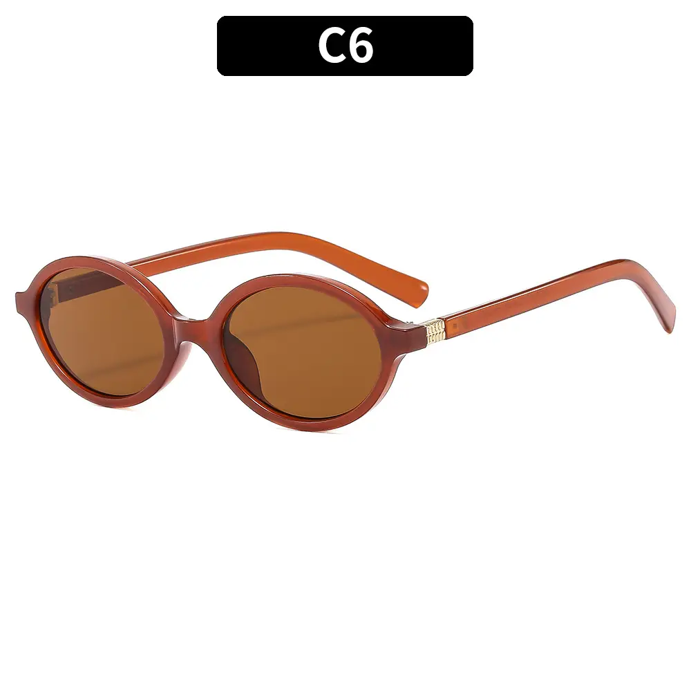 Retro Oval Sunglasses for Girls Brown Round Design - Image 6