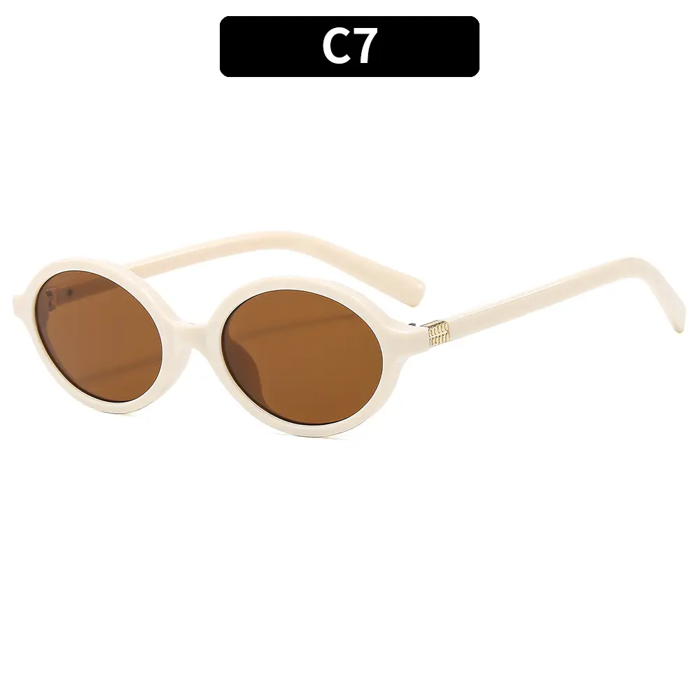 Retro Oval Sunglasses for Girls Brown Round Design - Image 7
