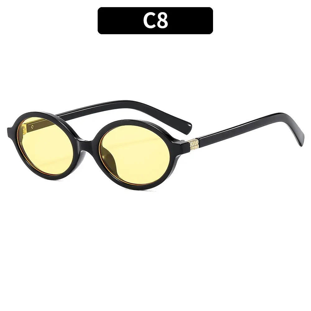 Retro Oval Sunglasses for Girls Brown Round Design - Image 8