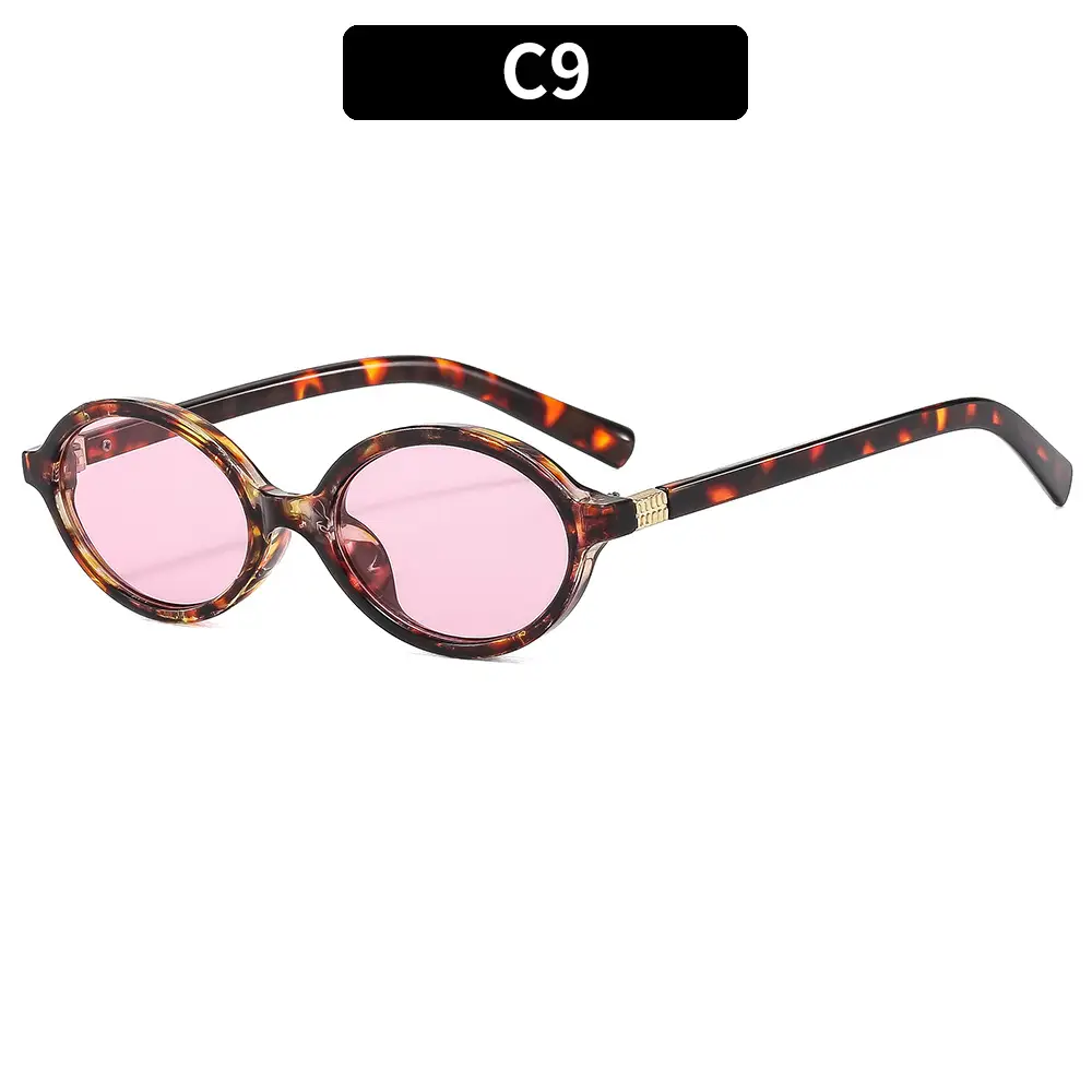 Retro Oval Sunglasses for Girls Brown Round Design - Image 9