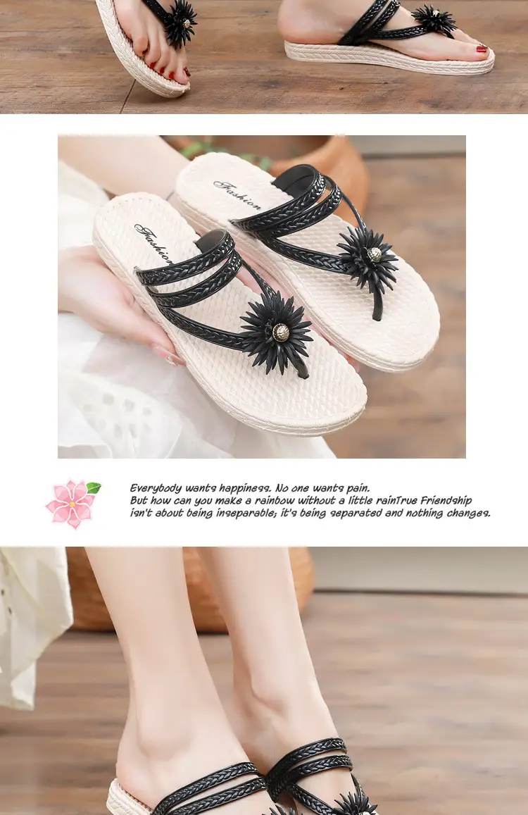 Slippers Women's Summer Outfit Fashionable Flat Non-Slip Vacation Seaside Flower Two-Wear Slippers Beach Flip-Flops — feature 10