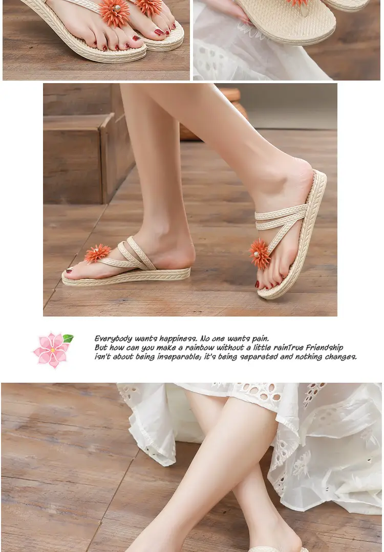 Slippers Women's Summer Outfit Fashionable Flat Non-Slip Vacation Seaside Flower Two-Wear Slippers Beach Flip-Flops — feature 12