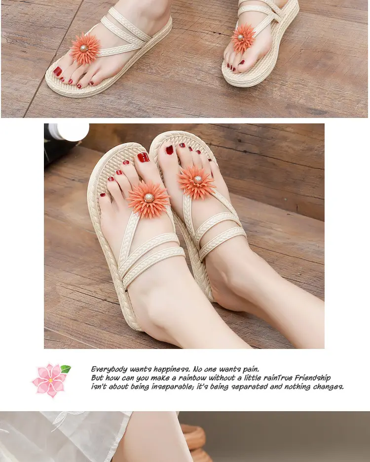 Slippers Women's Summer Outfit Fashionable Flat Non-Slip Vacation Seaside Flower Two-Wear Slippers Beach Flip-Flops — feature 13