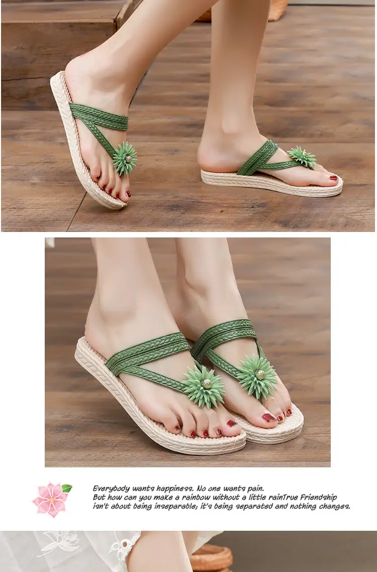 Slippers Women's Summer Outfit Fashionable Flat Non-Slip Vacation Seaside Flower Two-Wear Slippers Beach Flip-Flops — feature 16