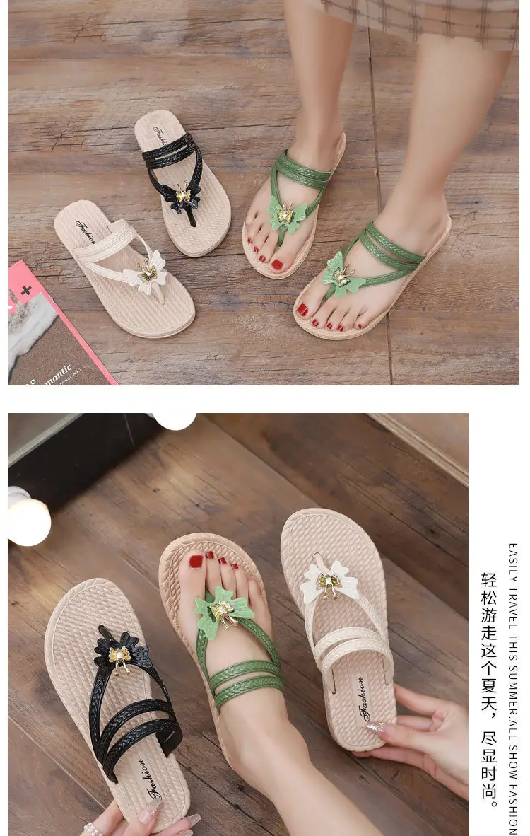 Slippers Women's Summer Outfit Fashionable Flat Non-Slip Vacation Seaside Flower Two-Wear Slippers Beach Flip-Flops — feature 18