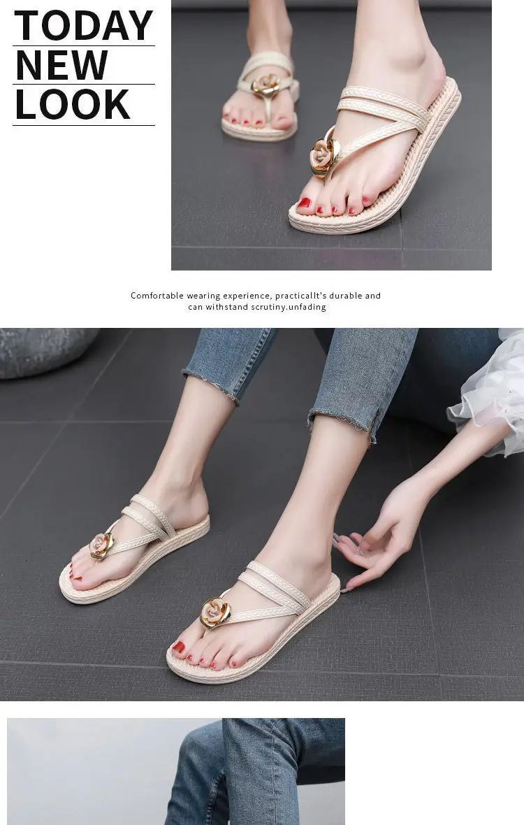 Slippers Women's Summer Outfit Fashionable Flat Non-Slip Vacation Seaside Flower Two-Wear Slippers Beach Flip-Flops — feature 27