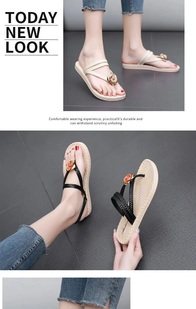 Slippers Women's Summer Outfit Fashionable Flat Non-Slip Vacation Seaside Flower Two-Wear Slippers Beach Flip-Flops — feature 29