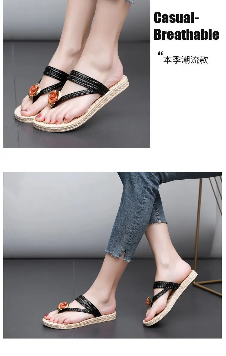 Slippers Women's Summer Outfit Fashionable Flat Non-Slip Vacation Seaside Flower Two-Wear Slippers Beach Flip-Flops — feature 30