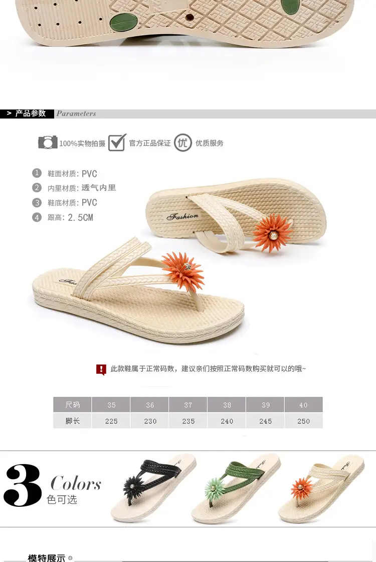 Slippers Women's Summer Outfit Fashionable Flat Non-Slip Vacation Seaside Flower Two-Wear Slippers Beach Flip-Flops — feature 6