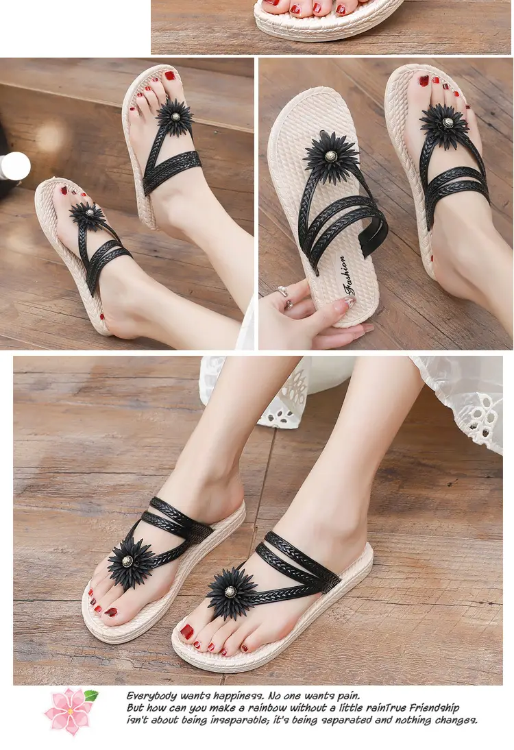 Slippers Women's Summer Outfit Fashionable Flat Non-Slip Vacation Seaside Flower Two-Wear Slippers Beach Flip-Flops — feature 8
