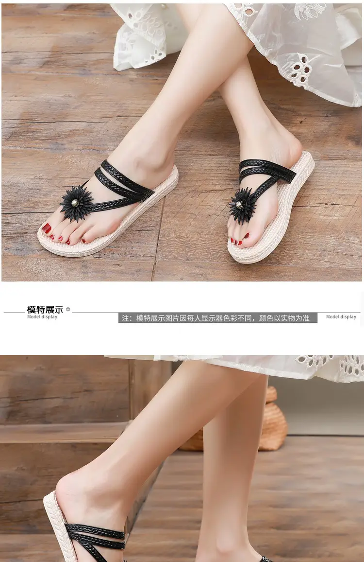 Slippers Women's Summer Outfit Fashionable Flat Non-Slip Vacation Seaside Flower Two-Wear Slippers Beach Flip-Flops — feature 9