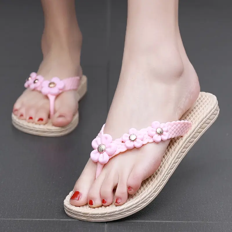 Slippers Women's Summer Outfit Fashionable Flat Non-Slip Vacation Seaside Flower Two-Wear Slippers Beach Flip-Flops - Image 15