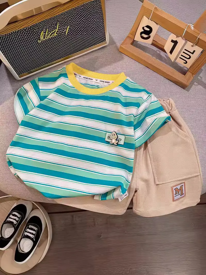 Boys Striped T-Shirt & Pants Set Summer 2025 - Image 7