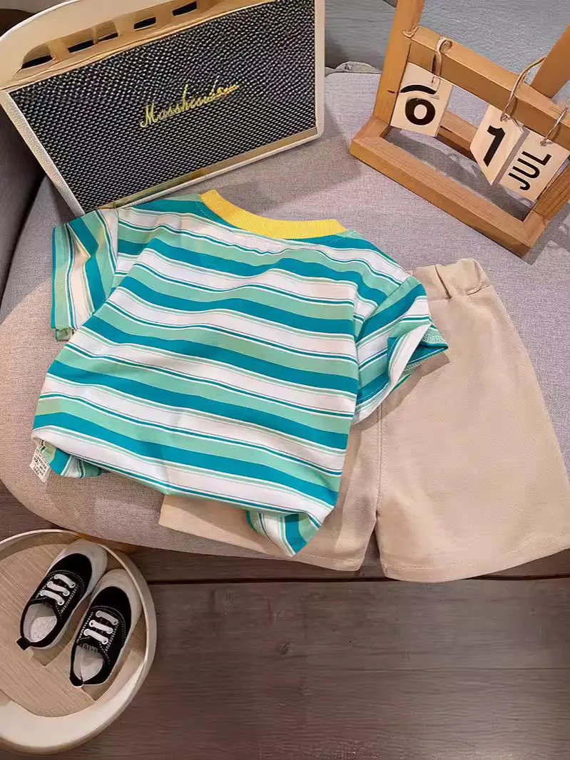 Boys Striped T-Shirt & Pants Set Summer 2025 - Image 8