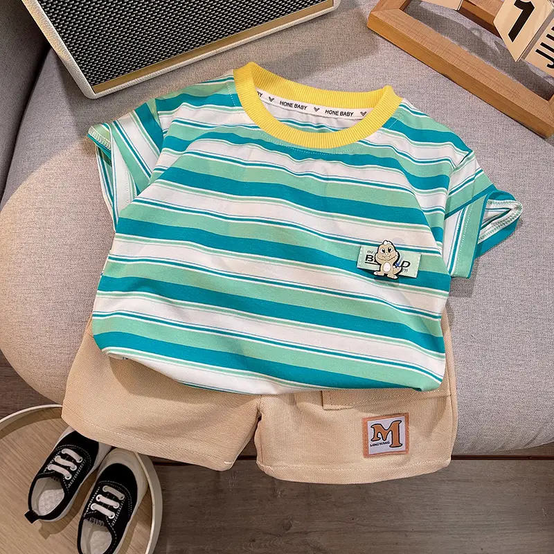 Boys Striped T-Shirt & Pants Set Summer 2025 — feature 1