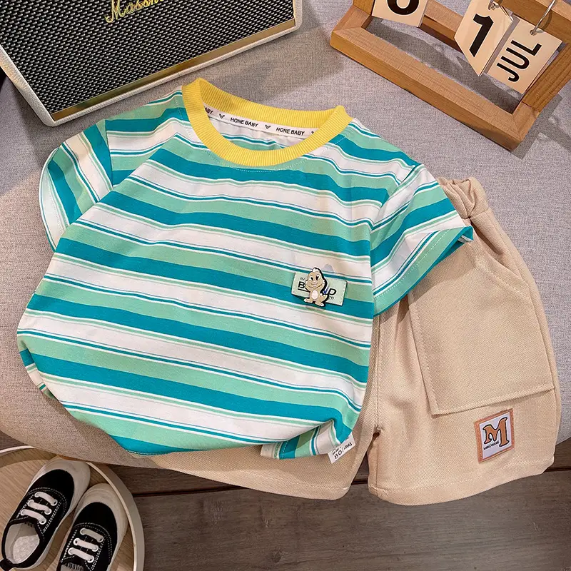 Boys Striped T-Shirt & Pants Set Summer 2025 — feature 2