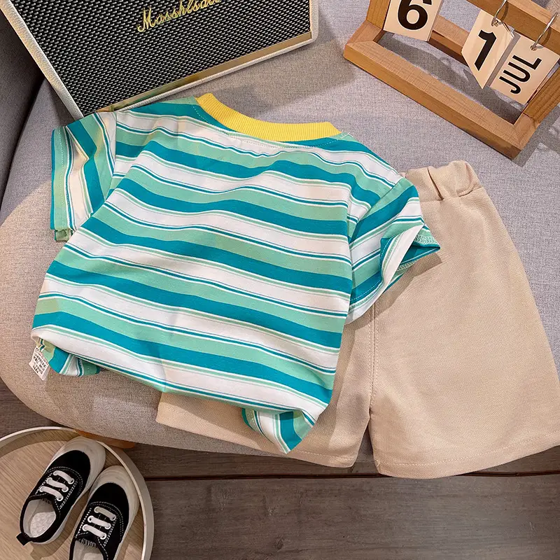 Boys Striped T-Shirt & Pants Set Summer 2025 — feature 3