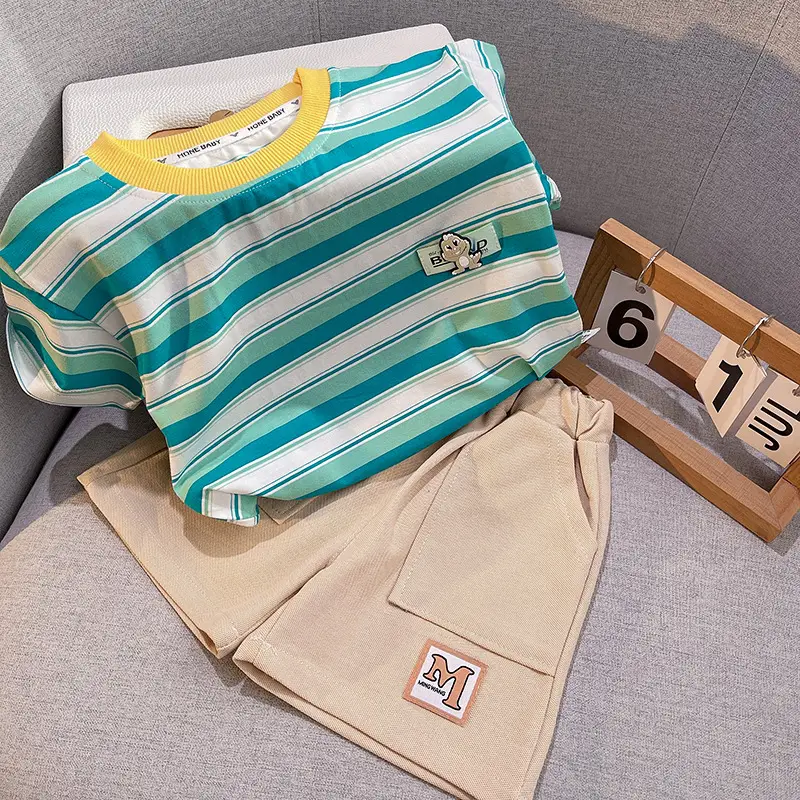 Boys Striped T-Shirt & Pants Set Summer 2025 — feature 4