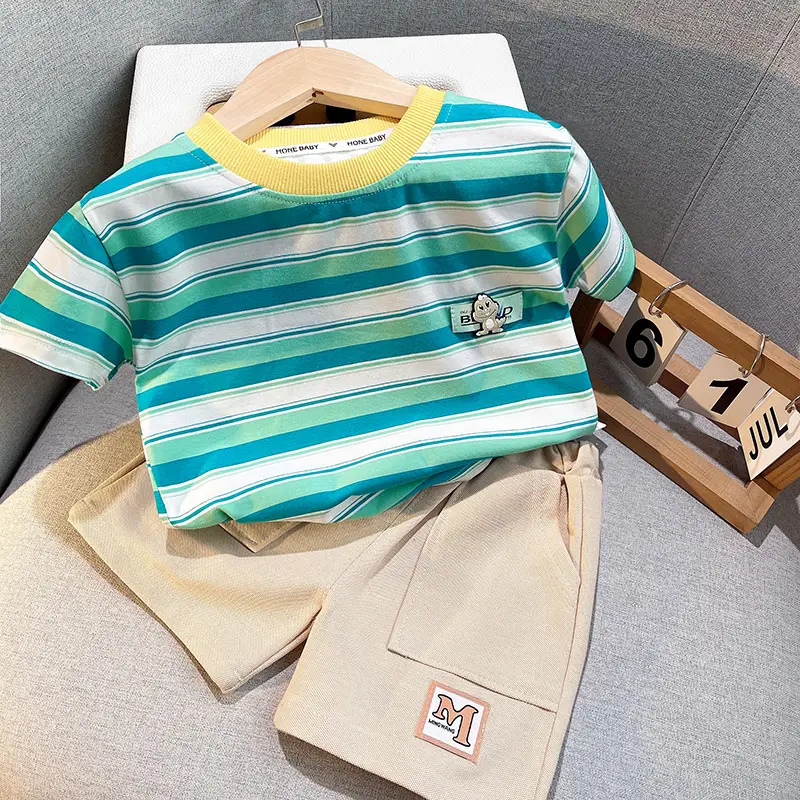 Boys Striped T-Shirt & Pants Set Summer 2025 - Image 3