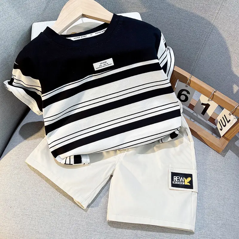 Boys Striped T-Shirt & Pants Set Summer 2025 - Image 4