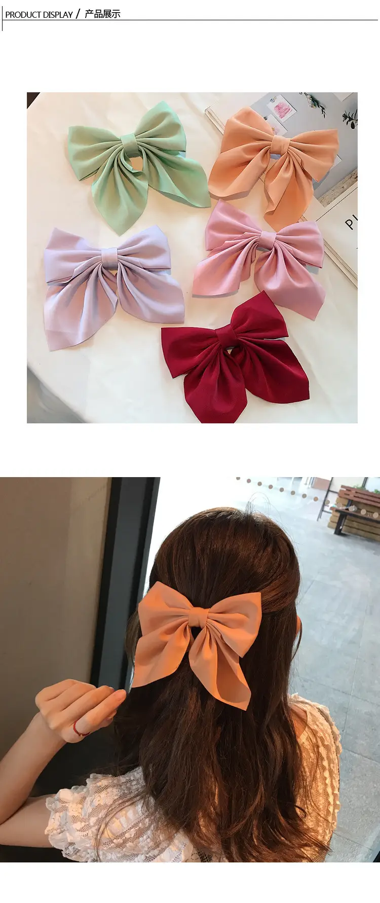 Japanese Style Bow Hairpin for Women Solid Color — feature 2