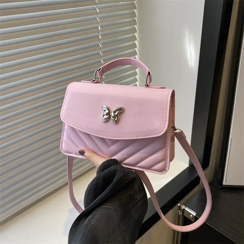 Butterfly Leather Shoulder Bag Light Blue Spring Summer