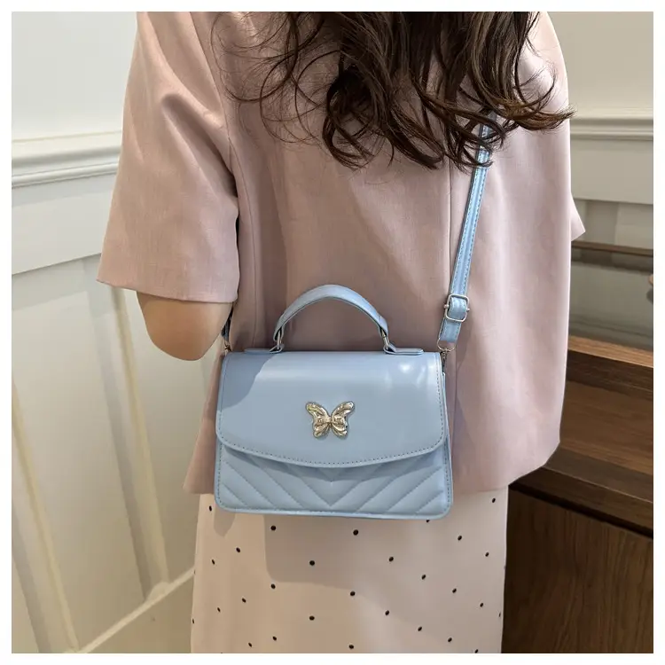 Butterfly Leather Shoulder Bag Light Blue Spring Summer — feature 10