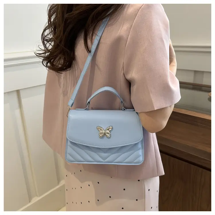 Butterfly Leather Shoulder Bag Light Blue Spring Summer — feature 9