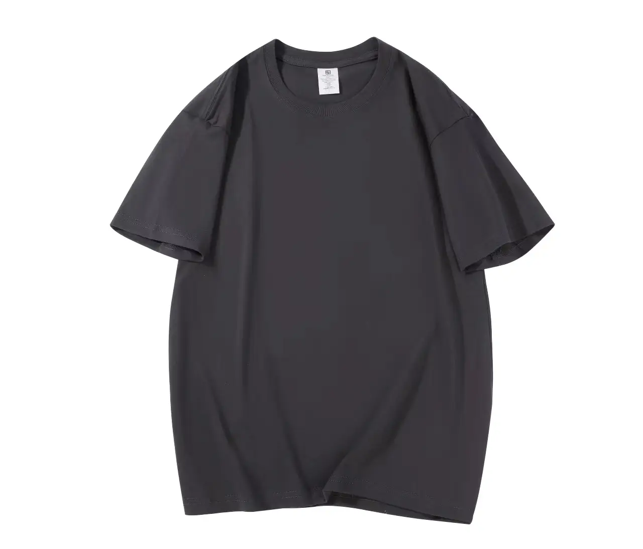 210G Cotton Loose T-Shirt Black Crew Neck