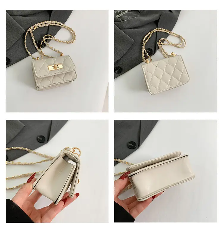 Women's Mini Rhomboid Chain Shoulder Bag White — feature 10